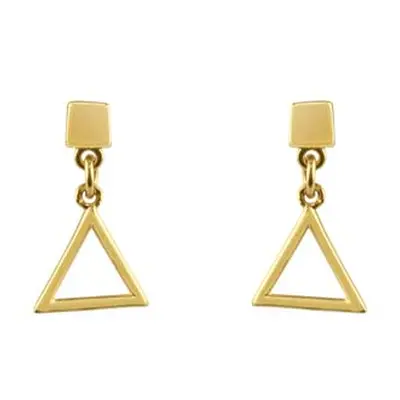 9ct Yellow Gold Triangle Outline Drop Stud Earrings