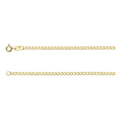 9ct Yellow Gold 2.3mm Extra Light Flat Hollow Curb Chain 18&quot;/45cm Hallmarked