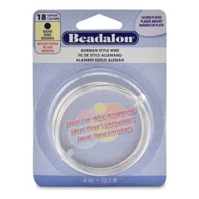 Beadalon German Style Wire, Round, Silver Plated, 18 Gauge, 1.02mm X 4m