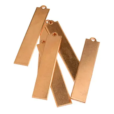 Copper Blanks Long Rectangle Tag Pack of 6 40mm X 8mm