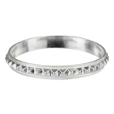 Sterling Silver Pyramid Patterned Ring 3mm Size K