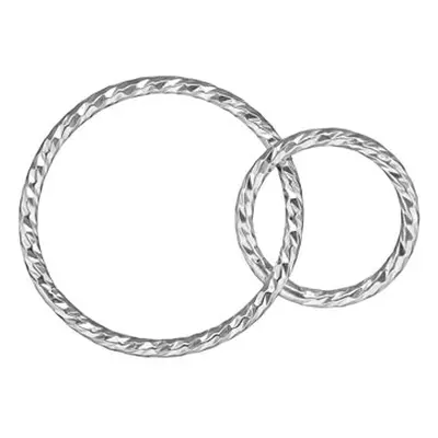 Sterling Silver Sparkle Interlocking Rings 15mm And 10mm