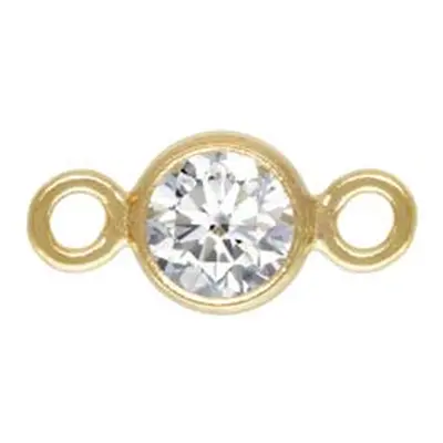 Gold Filled Cubic Zirconia Bezel Connector 3.0mm White