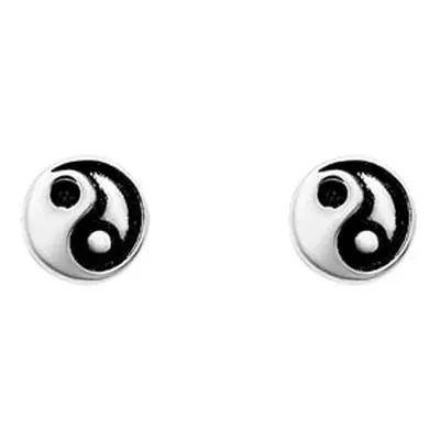 Sterling Silver Yin And Yang Design Stud Earrings