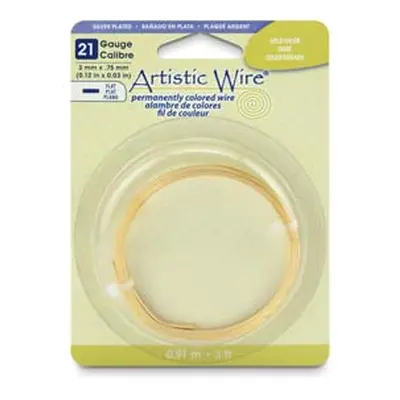 Beadalon Artistic Wire 21 Gauge Flat Silver Plated Gold Colour 0.75mm X 3mm X 0.91m