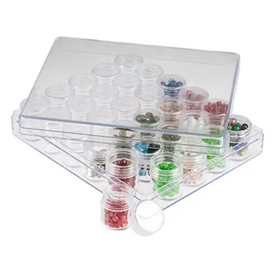 Clear Bead Storage Jar Set, 30 Mini Jars In A Clear Box