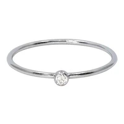 Sterling Silver April Birthstone Stacking Ring 2mm White Cubic Zirconia