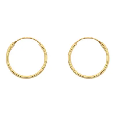 9ct Yellow Gold Creole Sleeper Superlight 12mm Hoops, Pack of 2, 100% Recycled Gold