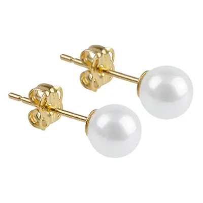 9ct Yellow Gold Birthstone Earrings 5mm Round Cultured Freshwater Pearl - June