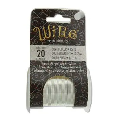 Wire Elements, 20 Gauge, Silver Colour, Tarnish Resistant, Medium Temper, 15yd/13.72m