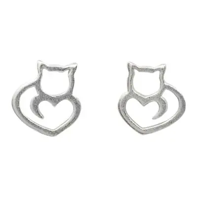 Sterling Silver Silhouette Cat Design Stud Earrings