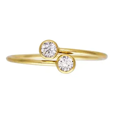 Gold Filled Double 3mm White Cubic Zirconia Design Adjustable Ring