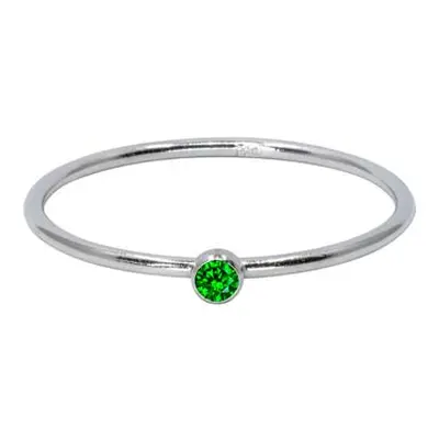 Sterling Silver May Birthstone Stacking Ring 2mm Green Cubic Zirconia