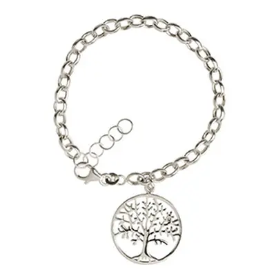 Sterling Silver Bracelet With Tree Of Life Charm, 7.5&quot;/19cm