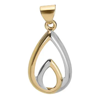 9ct Yellow Gold Two Tone Double Teardrop Pendant