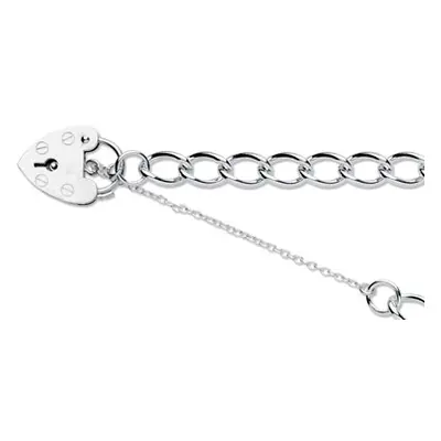 Sterling Silver 7.0mm Curb Bracelet 7.5&quot;/19cm Padlock & Safety Chain Hallmarked