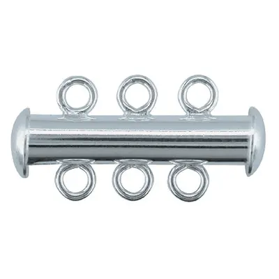 Sterling Silver 3 Row Tube Clasp 21x4mm