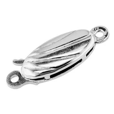 Sterling Silver 1 Row Oval Patterned Clasp, 12 X 4mm