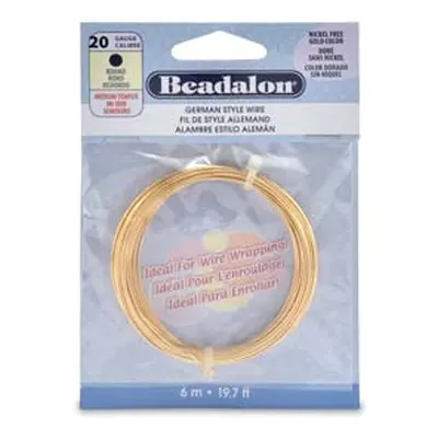 Beadalon German Style Wire, Round, Gold Colour, 20 Gauge, 0.81mm X 6m