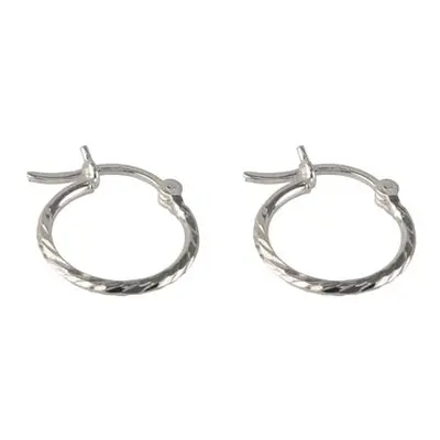 Sterling Silver Textured Hoop Earrings 12mm