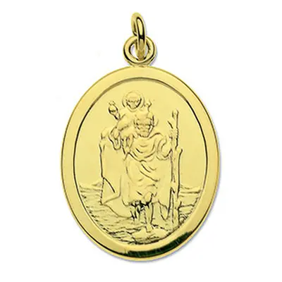 9ct Yellow Gold St Christopher Oval Hallmarked