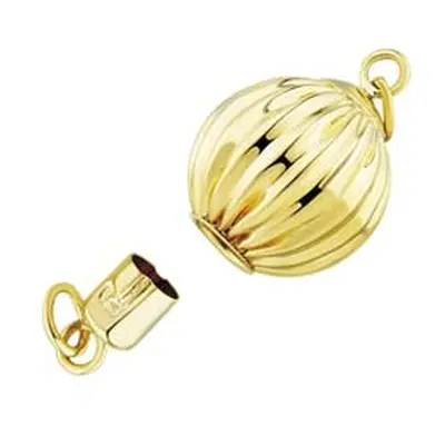 9ct Yellow Gold Corrugated Ball Clasp 10mm With Twist Lock