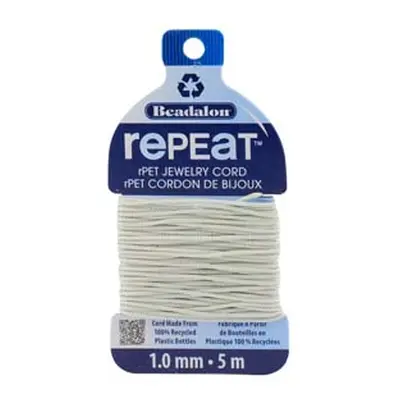 Beadalon rePEaT 100% Recycled Braided Cord, 8 Strand, 1mm X 5m, Cloud