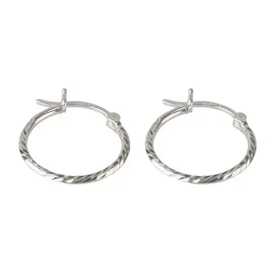 Sterling Silver Textured Hoop Earrings 15mm