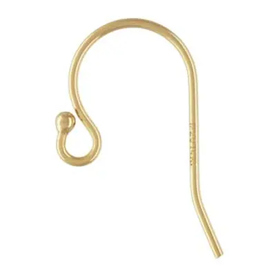 Gold Filled Hook Wire With Bead And Loop 20mm Pack of 6