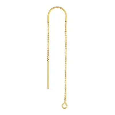 Gold Filled Box Chain Ear Thread With U-bar 80mm