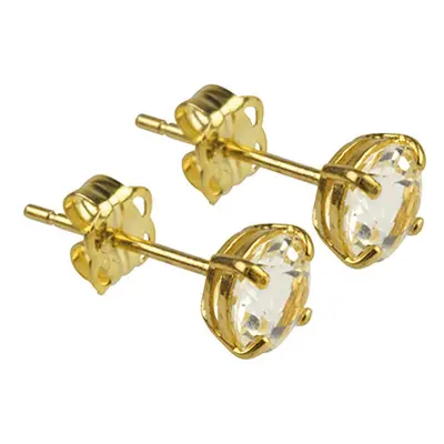 9ct Yellow Gold Birthstone Earrings 5mm Round White Topaz - April