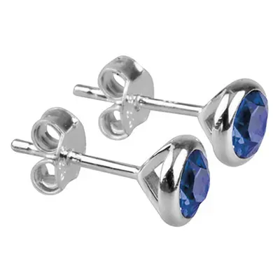 Sterling Silver Earrings September Birthstone 4mm Sapphire Crystal