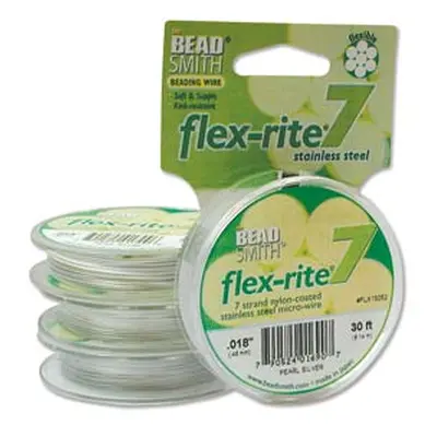 Beadsmith Flexrite, 7 Strand, Pearl Silver, 0.45mm, 9.1m