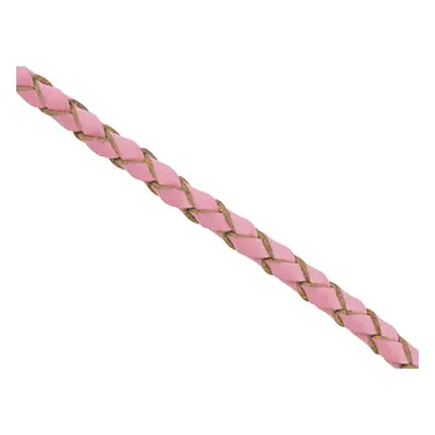 Pink Leather Braided Cord 3mm Round Diameter, 1 X 3 Metre Length