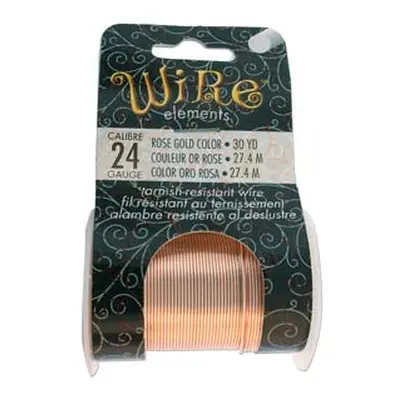 Wire Elements, 24 Gauge, Rose Gold Colour, Tarnish Resistant, Medium Temper, 30yd/27.43m