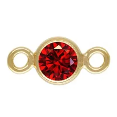 Gold Filled Cubic Zirconia Bezel Connector 3.0mm Garnet