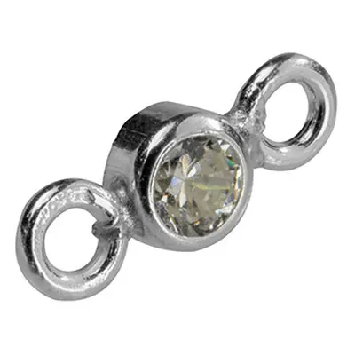 Sterling Silver Connector 3mm, Bezel Set Cubic Zirconia