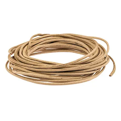 Natural Round Leather Cord 2mm Diameter, 1 X 5 Metre Length