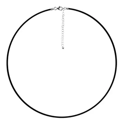 Black Rubber 1.9mm Necklet With Sterling Silver Clasp And Extended Chain 16.5&quot;/42cm And 2&q