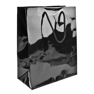 Black Gloss Gift Bag, Medium Pack of 5 215x160x90mm