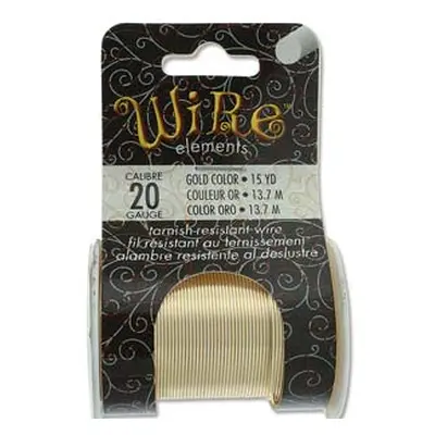 Wire Elements, 20 Gauge, Gold Colour, Tarnish Resistant, Medium Temper, 15yd/13.72m