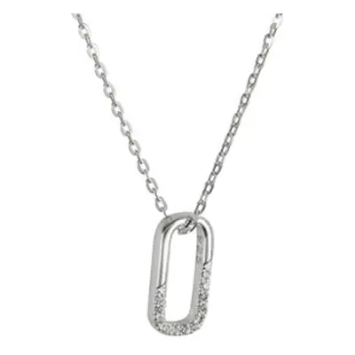 Sterling Silver Vertical Large Link Stone Set Necklet 18&quot;/45cm