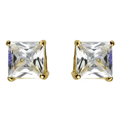 9ct Yellow Gold 4mm Square Cubic Zirconia Basket Studs