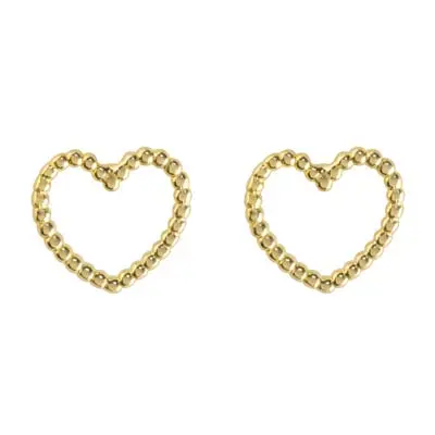 9ct Yellow Gold Heart Outline Stud Earrings