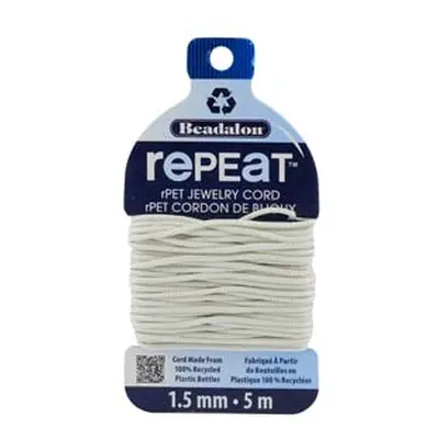 Beadalon rePEaT 100% Recycled Braided Cord, 12 Strand, 1.5mm X 5m, Cloud