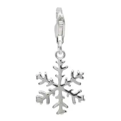 Sterling Silver Snowflake Design Charm With Carabiner Trigger Clasp