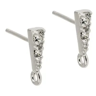 Sterling Silver Stone Set Ear Stud With Ring Pack of 2