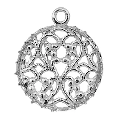 Sterling Silver Round Filigree Bezel Cup 16mm