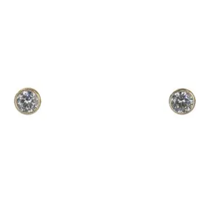 Gold Filled 4mm White Cubic Zirconia With Bezel Stud Earrings