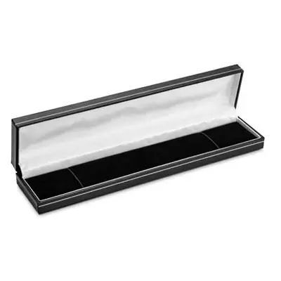 Black Leatherette Long Bracelet Box Silver Line